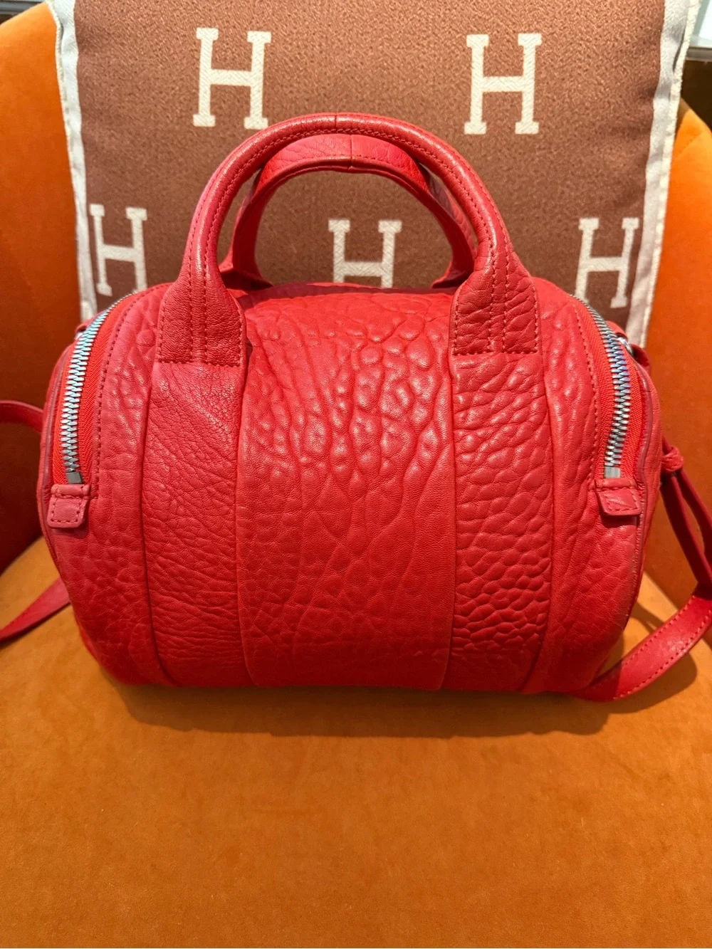 Alexander Wang Red Pebbled Leather Crossbody Satchel Rocky